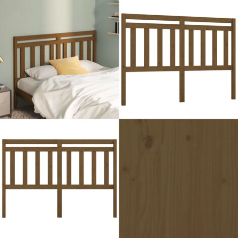 Cabecero de cama madera maciza de pino marrón miel 166x4x100 cm - Madera maciza - Pino