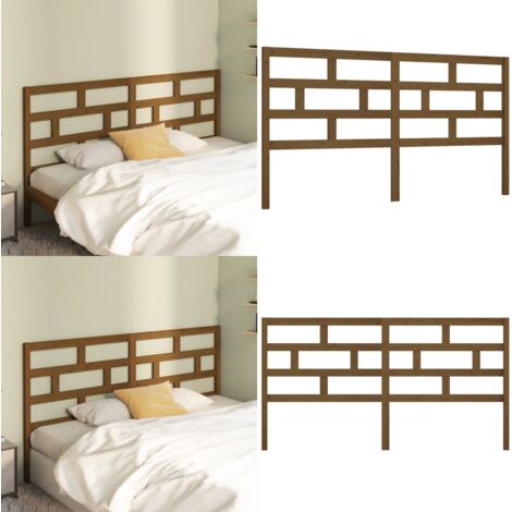 Cabecero de cama madera maciza de pino marrón miel 186x4x100 cm - Madera maciza - Pino