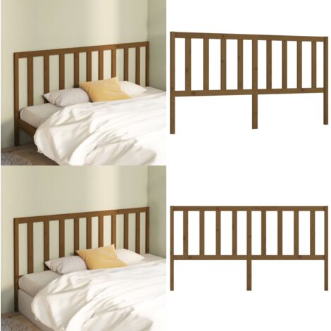 Cabecero de cama madera maciza de pino marrón miel 186x4x100 cm - Madera maciza - Pino
