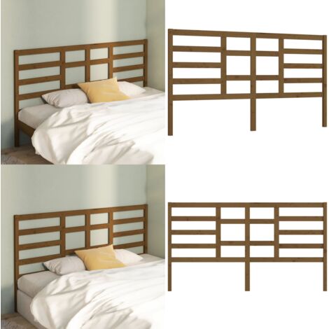 Cabecero de cama madera maciza de pino marrón miel 186x4x104 cm - Madera maciza - Pino