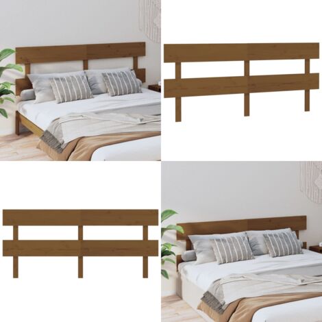 Cabecero de cama madera maciza de pino marrón miel 204x3x81 cm - Madera maciza - Pino