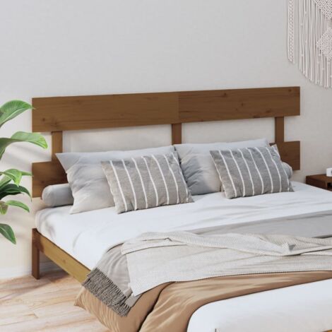 Cabecero de cama madera maciza de pino marrón miel 204x3x81 cm vidaXL