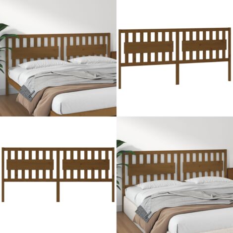 Cabecero de cama madera maciza de pino marrón miel 205x4x100 cm - Madera maciza - Pino