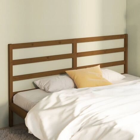 Cabecero de cama madera maciza de pino marrón miel 206x4x100 cm