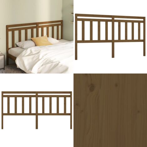 Cabecero de cama madera maciza de pino marrón miel 206x4x100 cm - Madera maciza - Pino