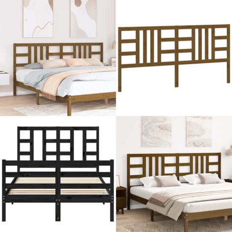 Cabecero de cama madera maciza de pino marrón miel 206x4x100 cm - Madera maciza - Pino