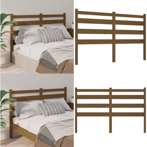 Cabecero de cama madera maciza de pino marrón miel 206x4x100 cm - Madera maciza - Pino