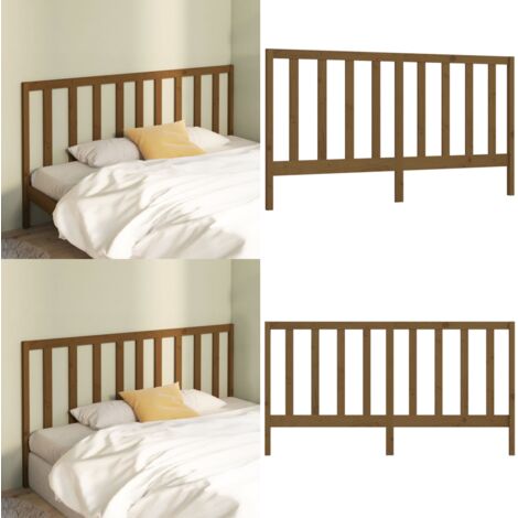 Cabecero de cama madera maciza de pino marrón miel 206x4x100 cm - Madera maciza - Pino