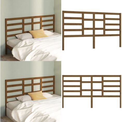 Cabecero de cama madera maciza de pino marrón miel 206x4x104 cm - Madera maciza - Pino