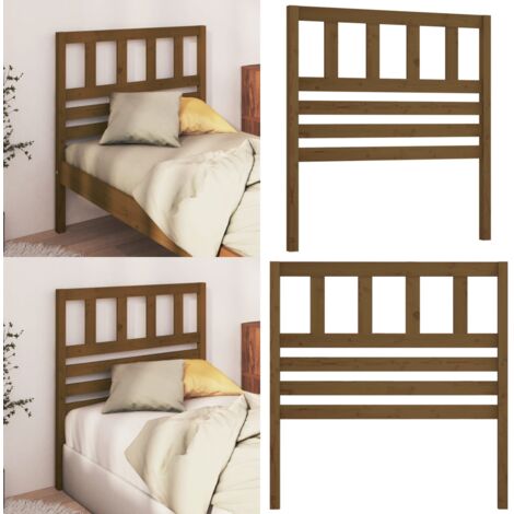 Cabecero de cama madera maciza de pino marrón miel 81x4x100 cm - Madera maciza - Pino