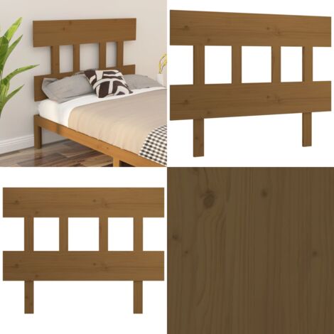 Cabecero de cama madera maciza de pino marrón miel 93,5x3x81 cm - Madera maciza - Pino
