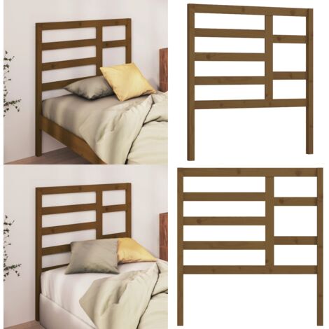 Cabecero de cama madera maciza de pino marrón miel 96x4x104 cm - Madera maciza - Pino