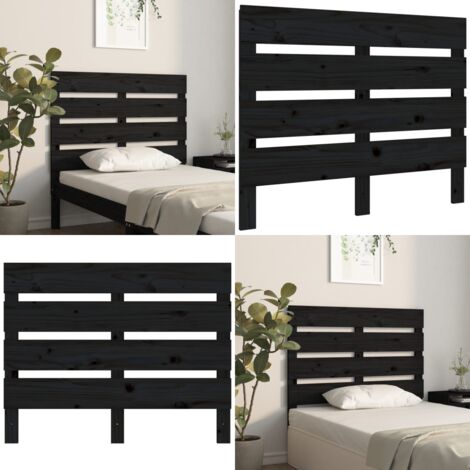Cabecero de cama madera maciza de pino negro 100x3x80 cm - Madera de pino - Cabecero de cama negro