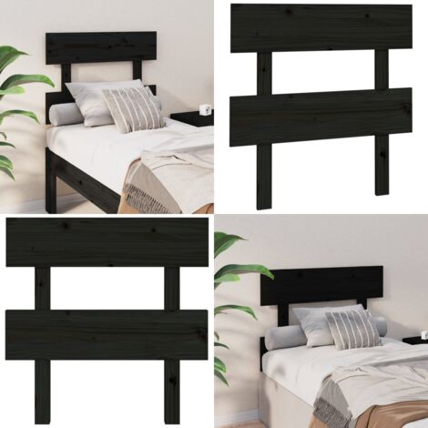 Cabecero de cama madera maciza de pino negro 103,5x3x100 cm - Madera de pino - Cabecero de cama negro