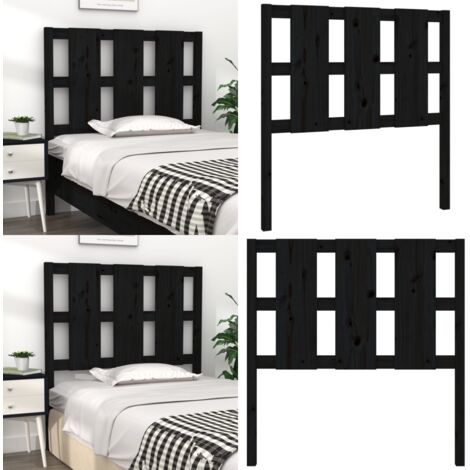 Cabecero de cama madera maciza de pino negro 105,5x4x100 cm - Madera de pino - Diseño rústico