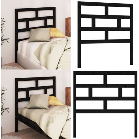 Cabecero de cama madera maciza de pino negro 106x4x100 cm - Madera de pino - Cabecero de cama negro