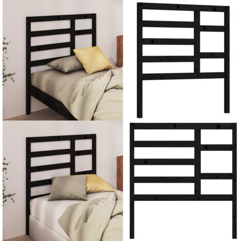 Cabecero de cama madera maciza de pino negro 106x4x104 cm - Madera de pino - Cabecero de cama negro