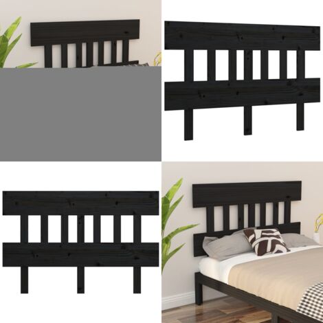 Cabecero de cama madera maciza de pino negro 123,5x3x81 cm - Madera de pino - Diseño rústico