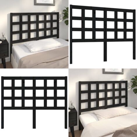 Cabecero de cama madera maciza de pino negro 125,5x4x100 cm - Madera de pino - Cabecero de cama negro