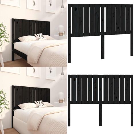 Cabecero de cama madera maciza de pino negro 125,5x4x100 cm - Madera de pino - Cabecero de cama negro