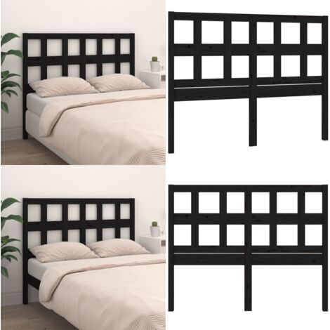 Cabecero de cama madera maciza de pino negro 125,5x4x100 cm - Madera de pino - Diseño rústico