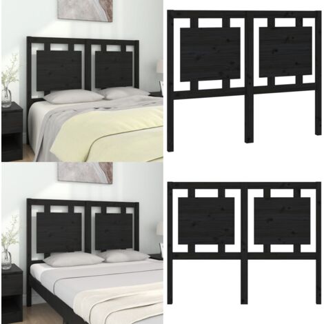 Cabecero de cama madera maciza de pino negro 125,5x4x100 cm - Madera de pino - Diseño rústico