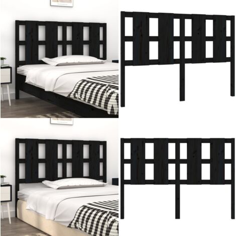 Cabecero de cama madera maciza de pino negro 125,5x4x100 cm - Madera de pino - Diseño rústico