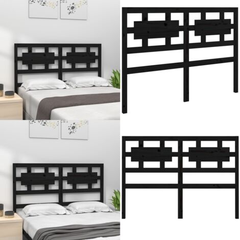 Cabecero de cama madera maciza de pino negro 125,5x4x100 cm - Madera de pino - Diseño rústico