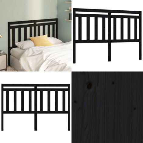 Cabecero de cama madera maciza de pino negro 126x4x100 cm - Madera de pino - Cabecero de cama negro