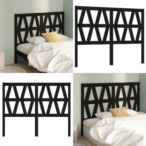 Cabecero de cama madera maciza de pino negro 126x4x100 cm - Madera de pino - Cabecero de cama negro