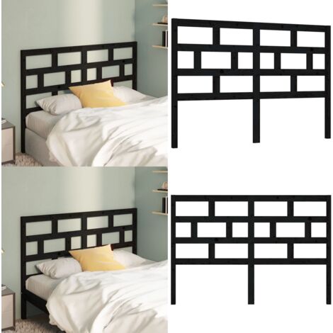 Cabecero de cama madera maciza de pino negro 126x4x100 cm - Madera de pino - Cabecero de cama negro