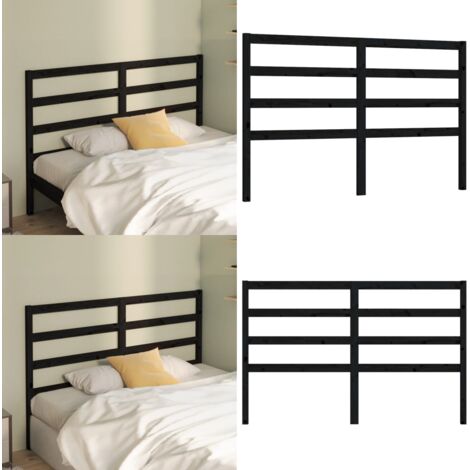 Cabecero de cama madera maciza de pino negro 126x4x100 cm - Madera de pino - Cabecero de cama negro