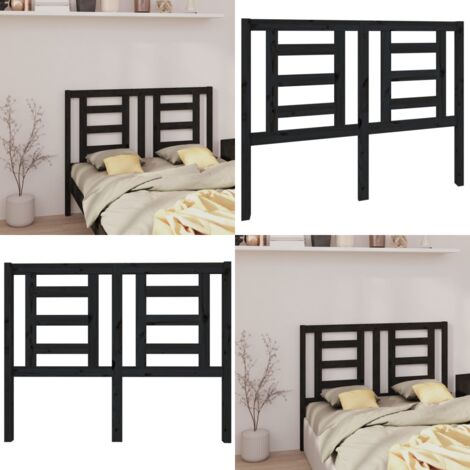 Cabecero de cama madera maciza de pino negro 126x4x100 cm - Madera de pino - Cabecero de cama negro
