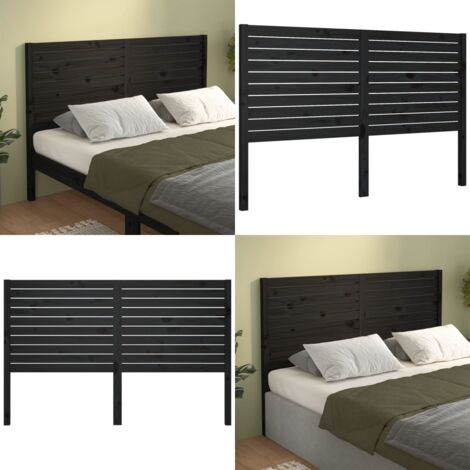 Cabecero de cama madera maciza de pino negro 126x4x100 cm - Madera de pino - Cabecero de cama negro