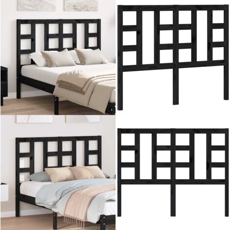 Cabecero de cama madera maciza de pino negro 126x4x100 cm - Madera de pino - Cabecero de cama negro