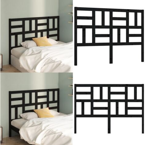 Cabecero de cama madera maciza de pino negro 126x4x104 cm - Madera de pino - Cabecero de cama negro