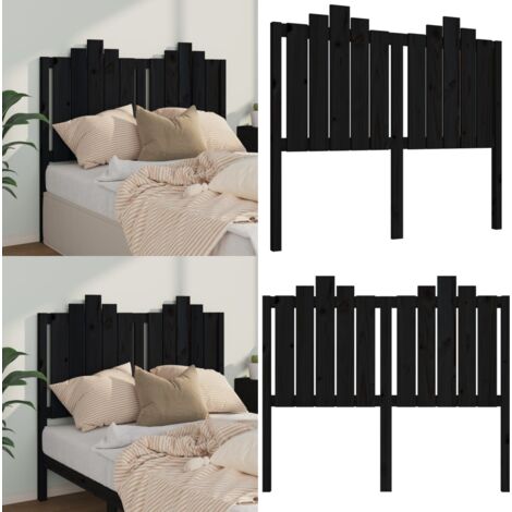 Cabecero de cama madera maciza de pino negro 126x4x110 cm - Madera de pino - Diseño rústico