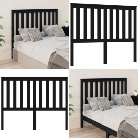 Cabecero de cama madera maciza de pino negro 126x6x101 cm - Madera de pino - Cabecero de cama negro