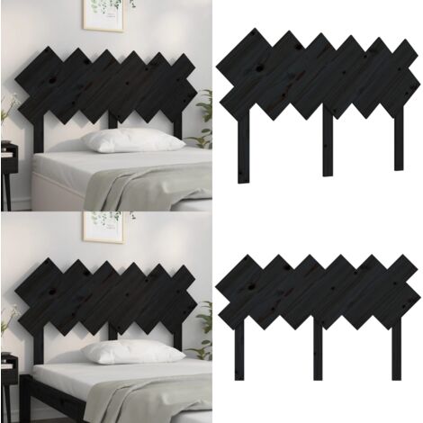 Cabecero de cama madera maciza de pino negro 132x3x81 cm - Madera de pino - Diseño rústico