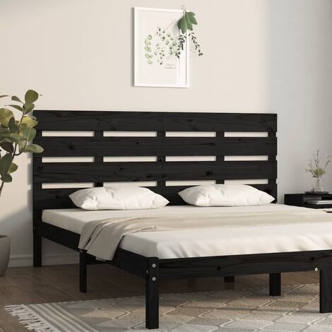 Cabecero de cama madera maciza de pino negro 135x3x80 cm