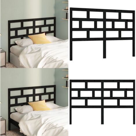 Cabecero de cama madera maciza de pino negro 141x4x100 cm - Madera de pino - Cabecero de cama negro
