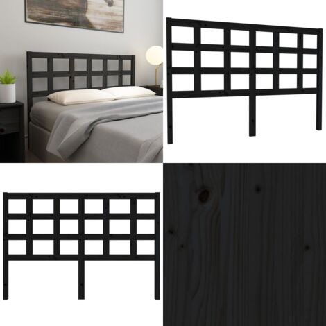 Cabecero de cama madera maciza de pino negro 145,5x4x100 cm - Madera de pino - Cabecero de cama negro
