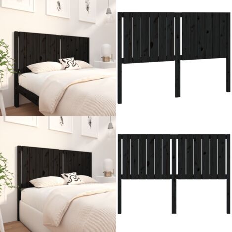 Cabecero de cama madera maciza de pino negro 145,5x4x100 cm - Madera de pino - Diseño rústico