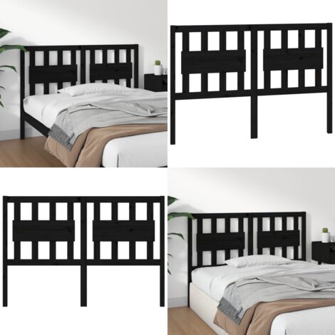 Cabecero de cama madera maciza de pino negro 145,5x4x100 cm - Madera de pino - Diseño rústico