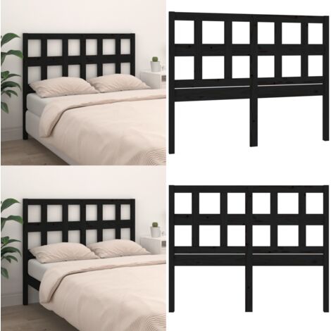 Cabecero de cama madera maciza de pino negro 145,5x4x100 cm - Madera de pino - Diseño rústico