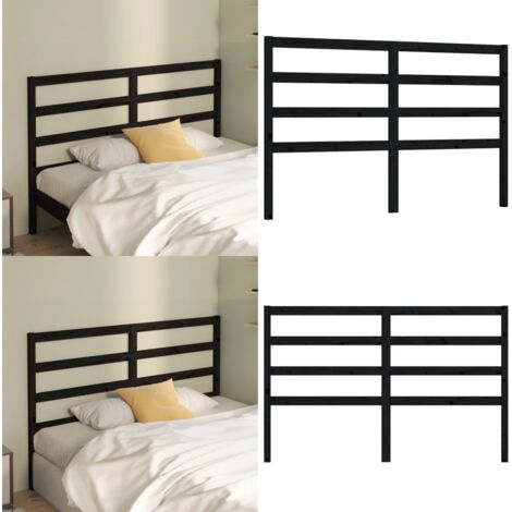 Cabecero de cama madera maciza de pino negro 146x4x100 cm - Madera de pino - Cabecero de cama negro