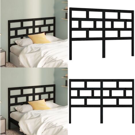 Cabecero de cama madera maciza de pino negro 146x4x100 cm - Madera de pino - Cabecero de cama negro