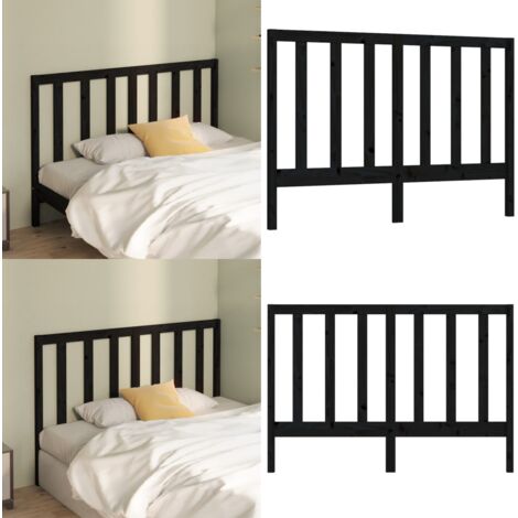Cabecero de cama madera maciza de pino negro 146x4x100 cm - Madera de pino - Cabecero de cama negro