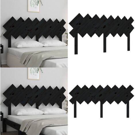 Cabecero de cama madera maciza de pino negro 159,5x3x80,5 cm - Madera de pino - Diseño rústico