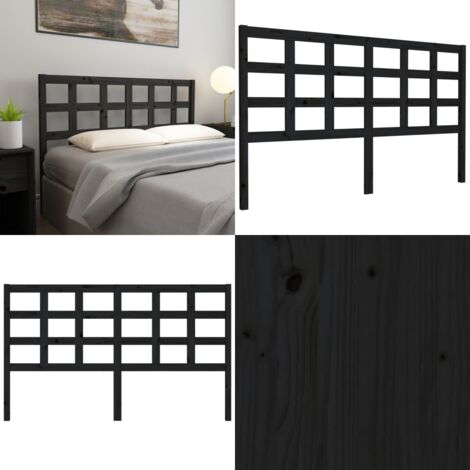 Cabecero de cama madera maciza de pino negro 165,5x4x100 cm - Madera de pino - Cabecero de cama negro